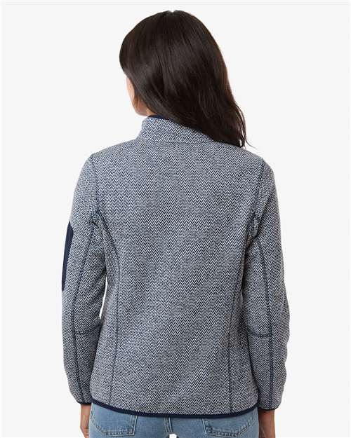 North End Women's Jasper Full-Zip Fleece Jacket - NE730W Classic Navy- White