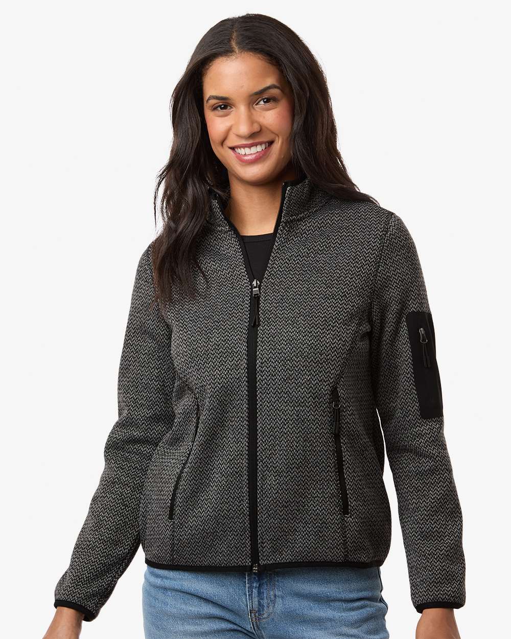 North End Women's Jasper Full-Zip Fleece Jacket - NE730W Black- Grey