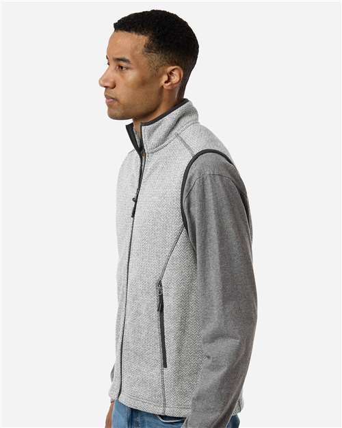 North End Men's Jasper Jacquard Fleece Vest - NE731 Grey- White