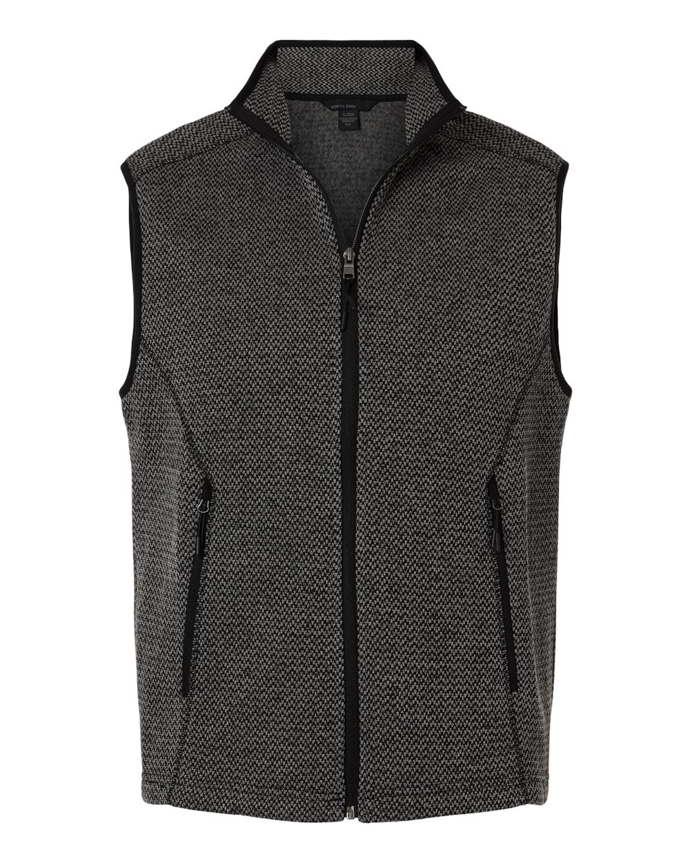 North End Men's Jasper Jacquard Fleece Vest - NE731 Black- Grey