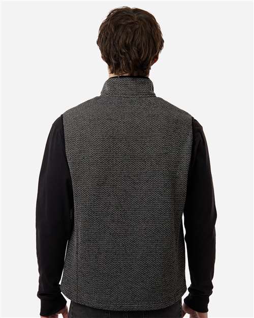 North End Men's Jasper Jacquard Fleece Vest - NE731 Black- Grey