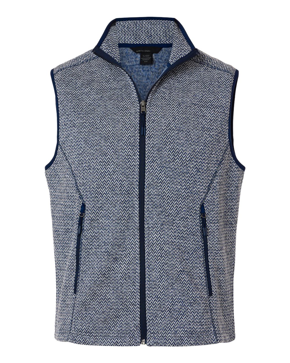 North End Men's Jasper Jacquard Fleece Vest - NE731 Classic Navy- White