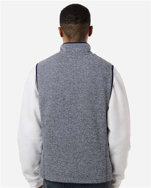 North End Men's Jasper Jacquard Fleece Vest - NE731 Classic Navy- White