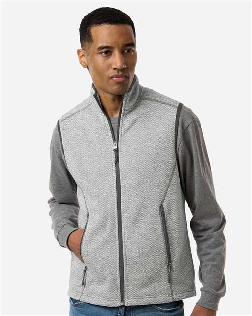 North End Men's Jasper Jacquard Fleece Vest - NE731 Grey- White