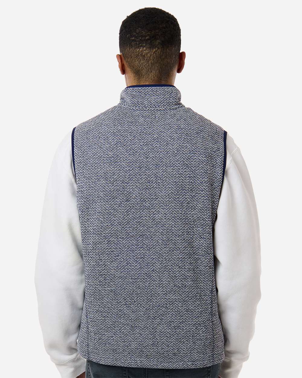 North End Men's Jasper Jacquard Fleece Vest - NE731 Classic Navy- White