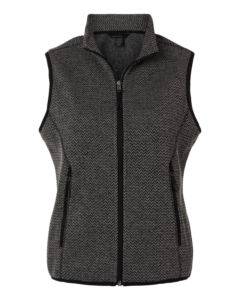 North End Women's Jasper Jacquard Fleece Vest - NE731W Black- Grey