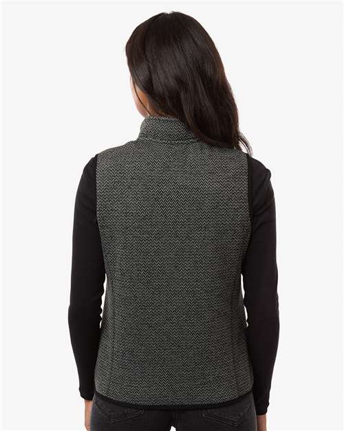 North End Women's Jasper Jacquard Fleece Vest - NE731W Black- Grey