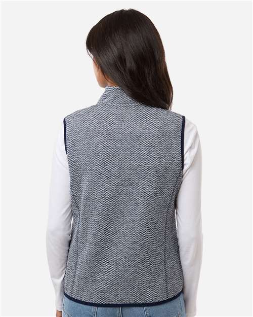North End Women's Jasper Jacquard Fleece Vest - NE731W Classic Navy- White
