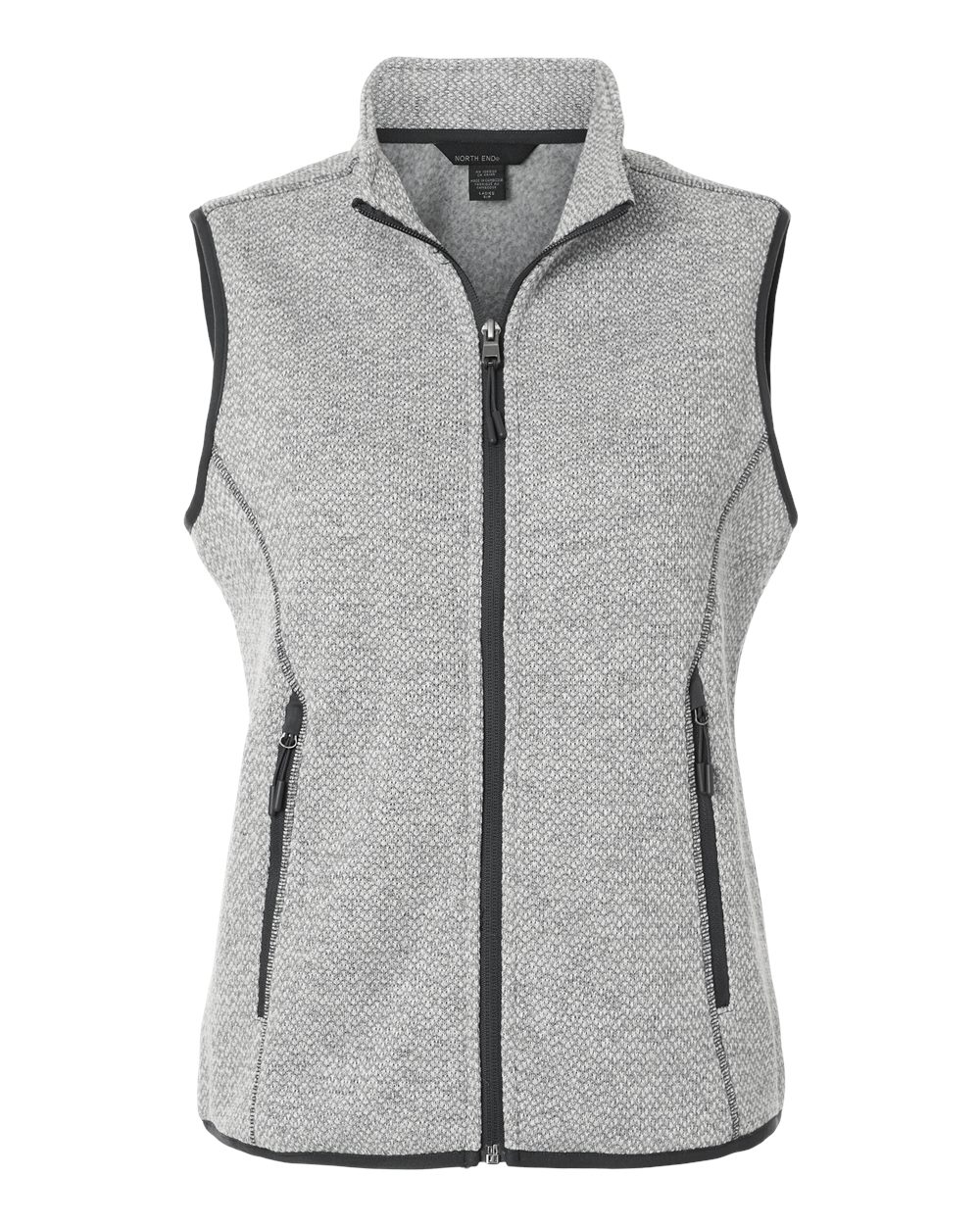 North End Women's Jasper Jacquard Fleece Vest - NE731W Grey- White