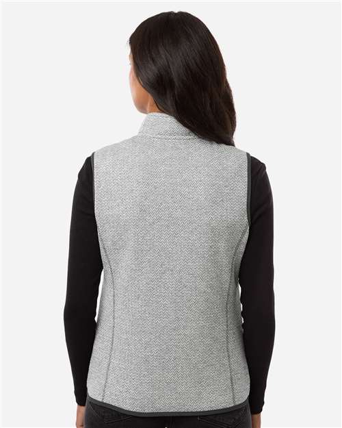 North End Women's Jasper Jacquard Fleece Vest - NE731W Grey- White