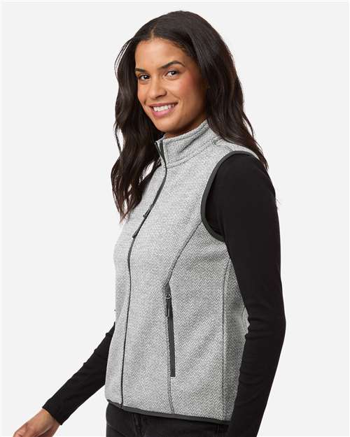 North End Women's Jasper Jacquard Fleece Vest - NE731W Grey- White