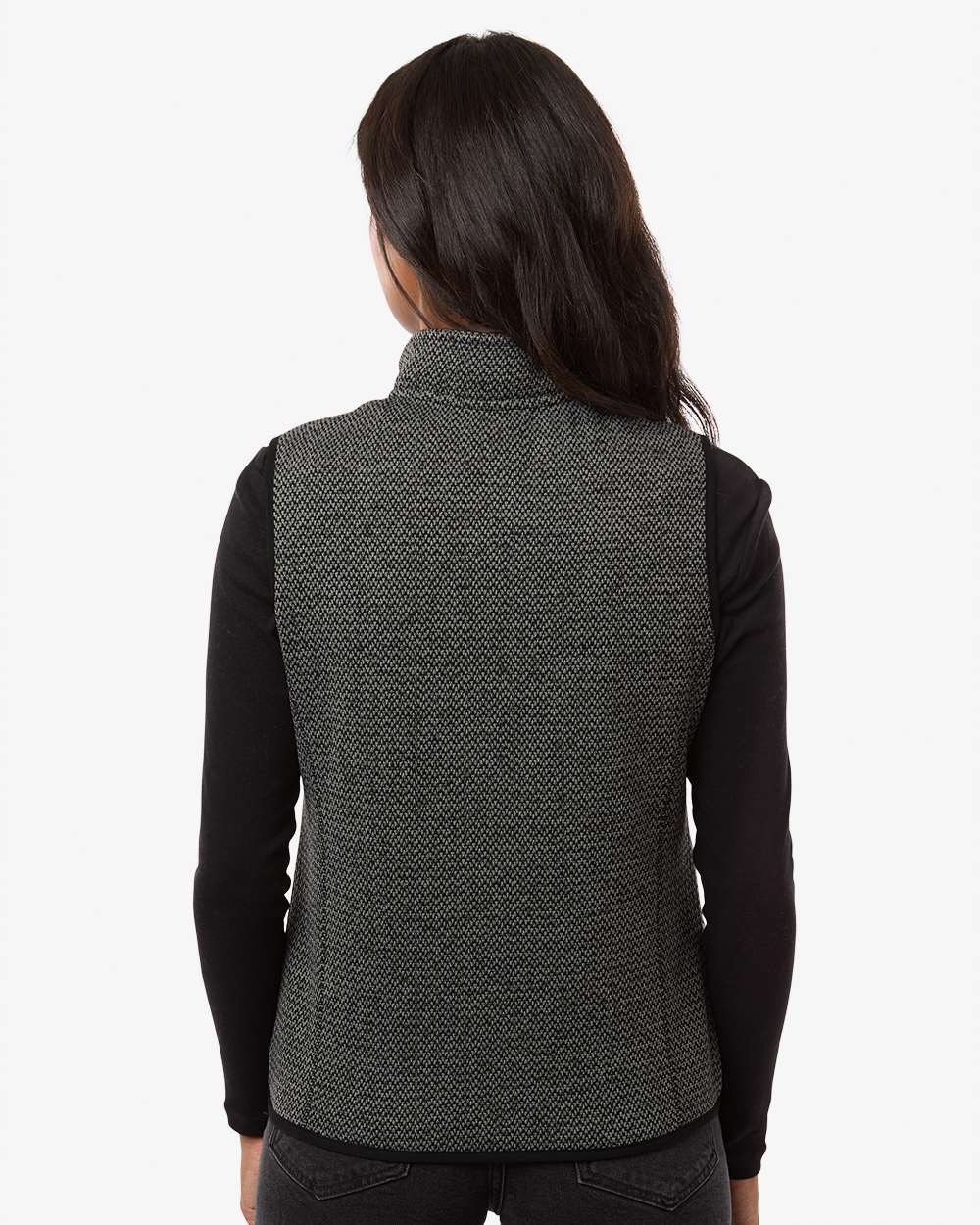 North End Women's Jasper Jacquard Fleece Vest - NE731W Black- Grey