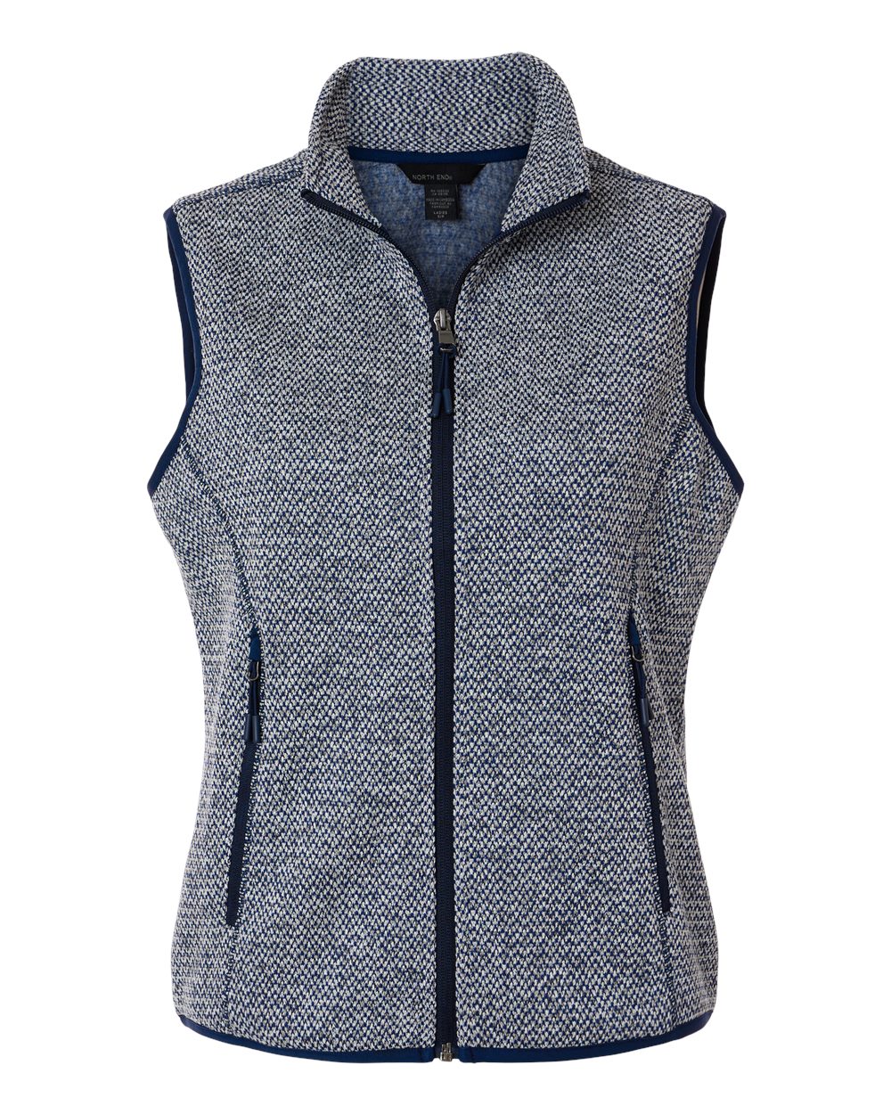 North End Women's Jasper Jacquard Fleece Vest - NE731W Classic Navy- White