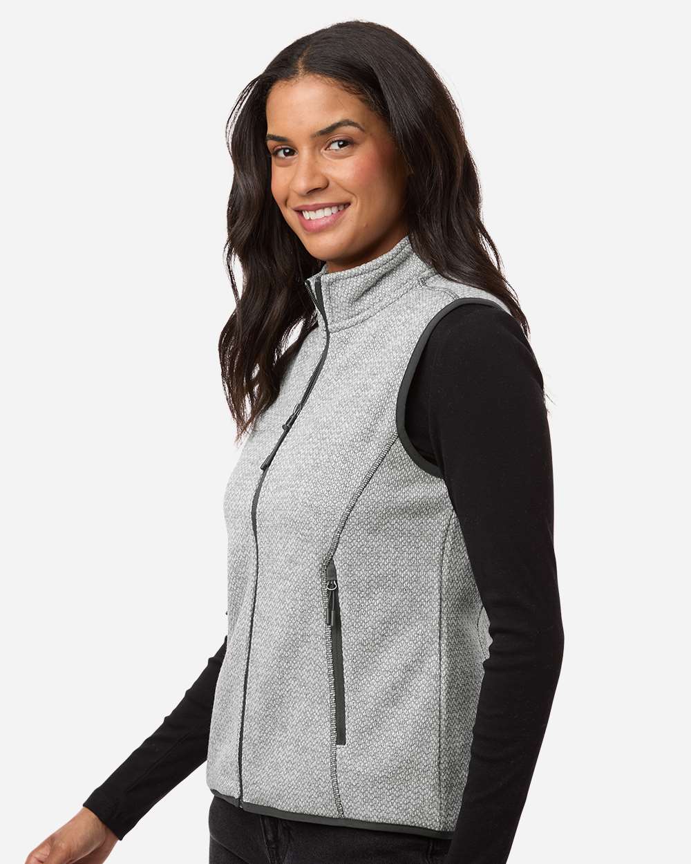 North End Women's Jasper Jacquard Fleece Vest - NE731W Grey- White