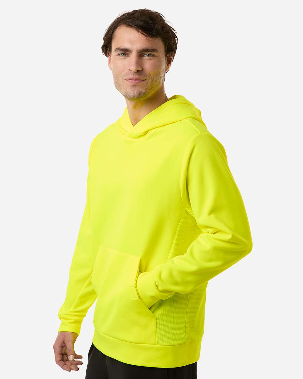 Team 365 Unisex Squad Hooded Tech Fleece Pullover - TT400 Safety Yellow