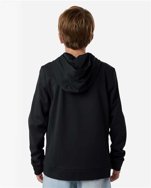 Team 365 Youth Squad Hooded Tech Fleece Pullover - TT400Y Black