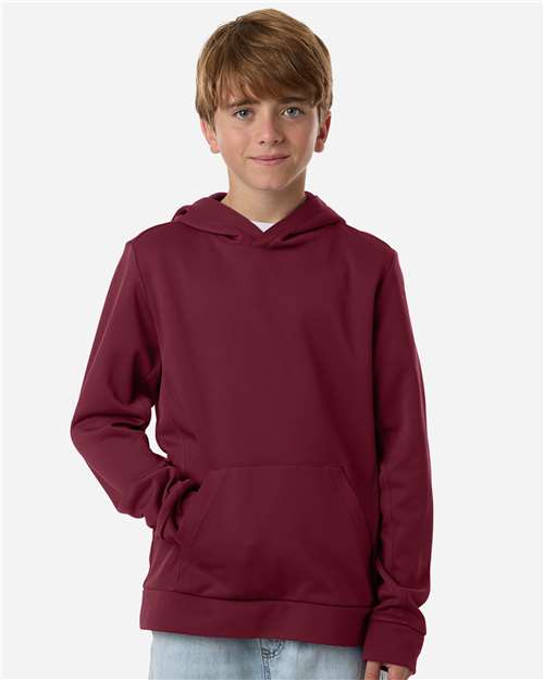 Team 365 Youth Squad Hooded Tech Fleece Pullover - TT400Y Sport Maroon