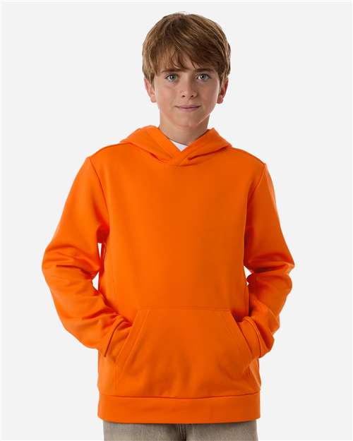Team 365 Youth Squad Hooded Tech Fleece Pullover - TT400Y Sport Orange