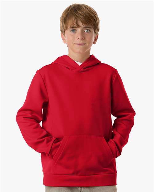 Team 365 Youth Squad Hooded Tech Fleece Pullover - TT400Y Sport Red