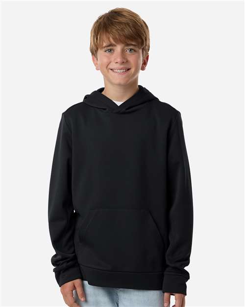 Team 365 Youth Squad Hooded Tech Fleece Pullover - TT400Y Black