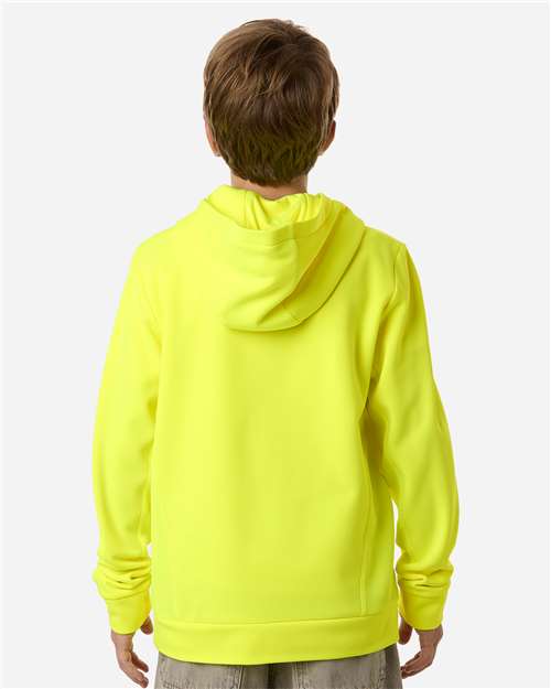 Team 365 Youth Squad Hooded Tech Fleece Pullover - TT400Y Safety Yellow