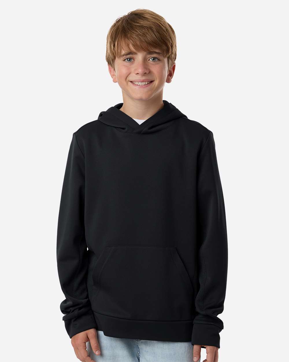 Team 365 Youth Squad Hooded Tech Fleece Pullover - TT400Y Black