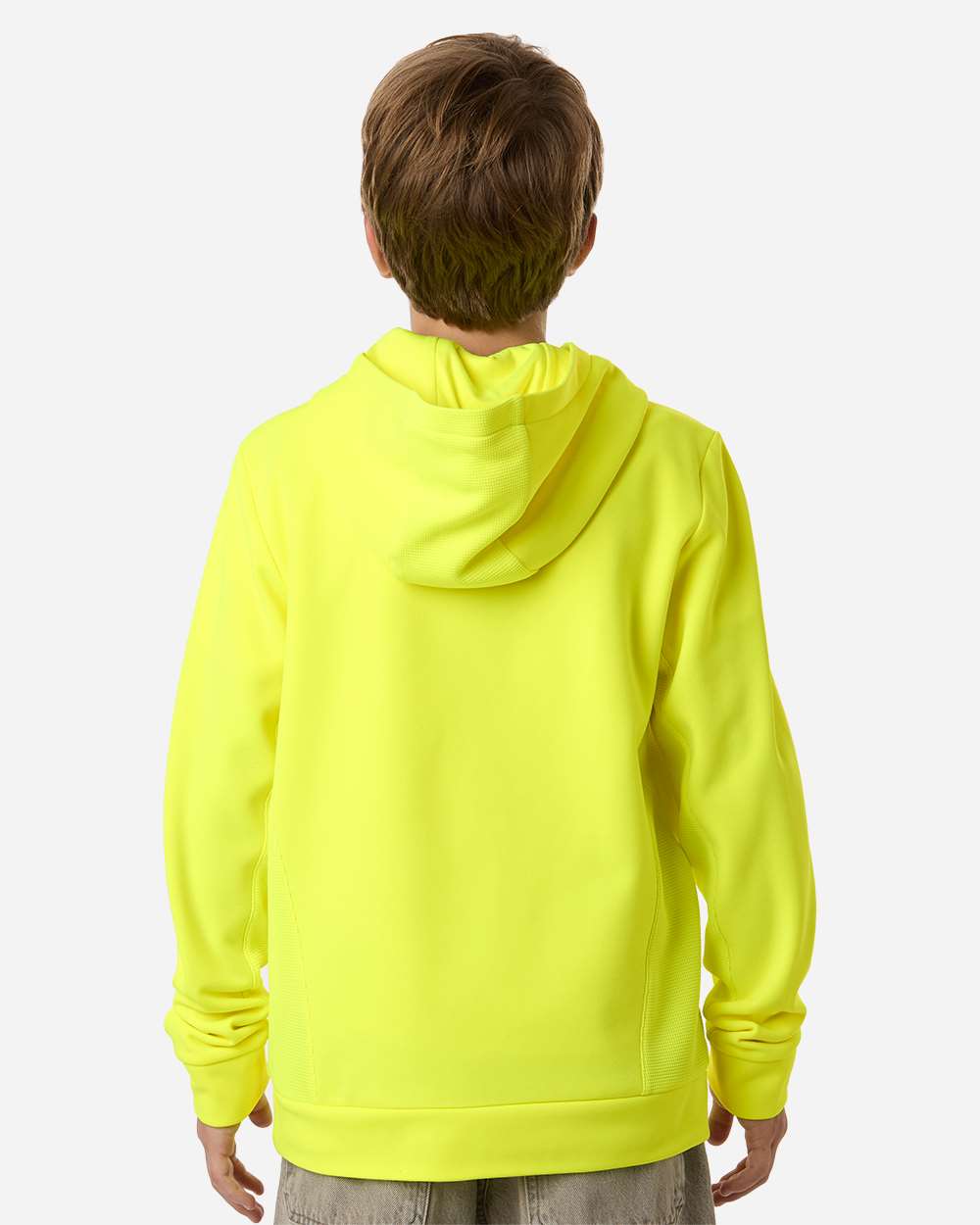 Team 365 Youth Squad Hooded Tech Fleece Pullover - TT400Y Safety Yellow