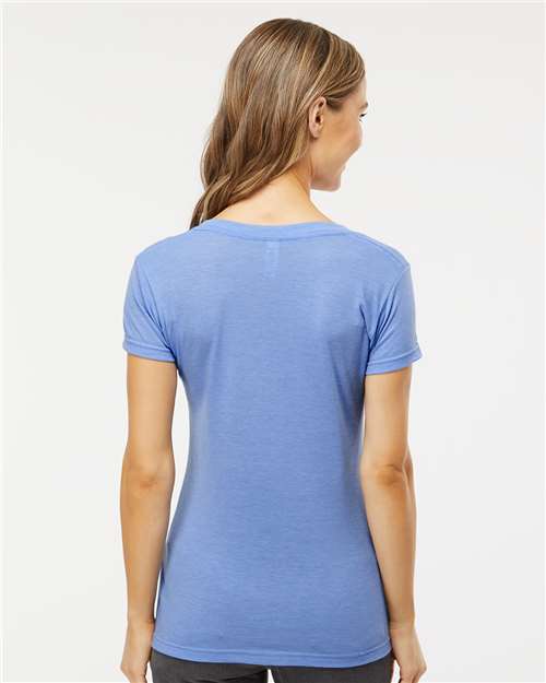 M&O Women's Deluxe Blend V-Neck T-Shirt - 3542 - 3542M Heather Blue