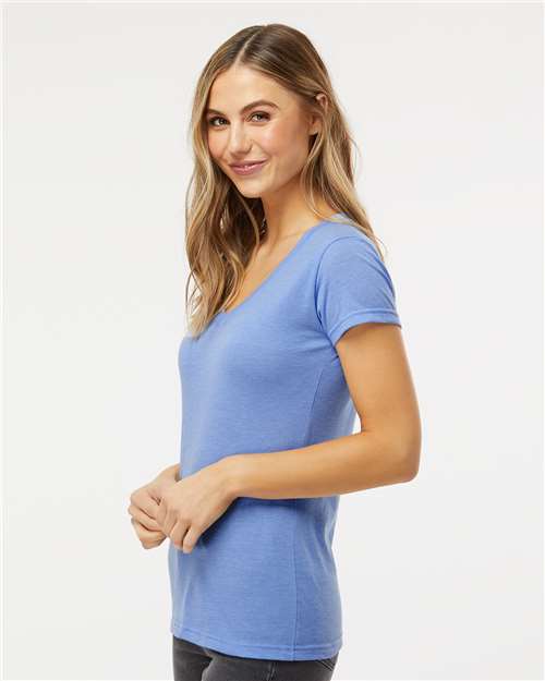 M&O Women's Deluxe Blend V-Neck T-Shirt - 3542 - 3542M Heather Blue