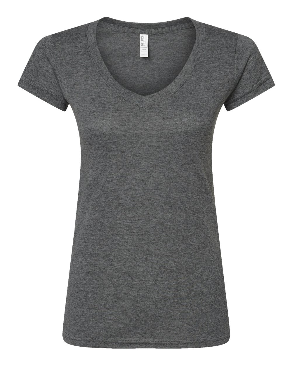 M&O Women's Deluxe Blend V-Neck T-Shirt - 3542 - 3542M Heather Charcoal