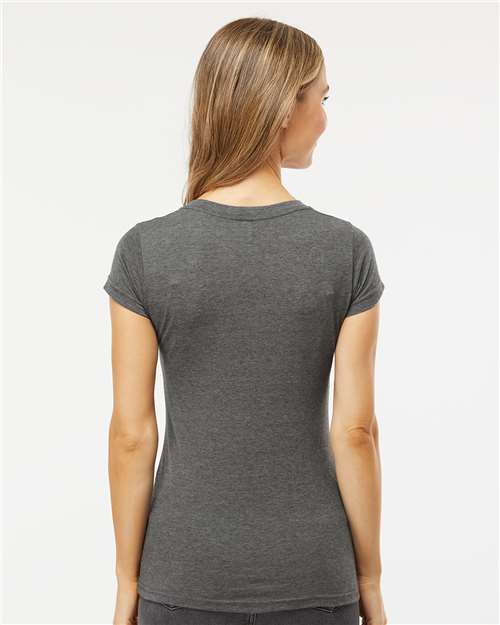 M&O Women's Deluxe Blend V-Neck T-Shirt - 3542 - 3542M Heather Charcoal