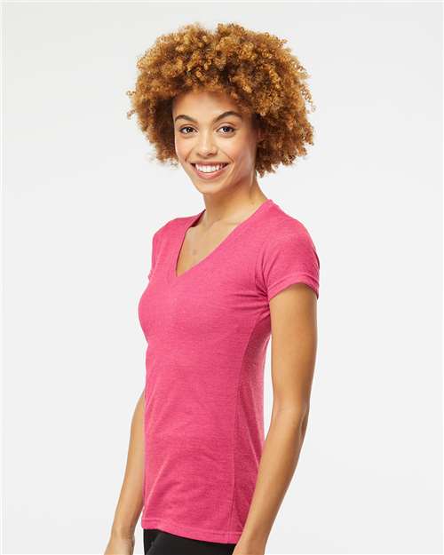 M&O Women's Deluxe Blend V-Neck T-Shirt - 3542 - 3542M Heather Fuchsia