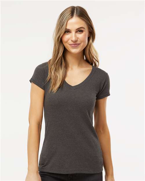 M&O Women's Deluxe Blend V-Neck T-Shirt - 3542 - 3542M Heather Graphite