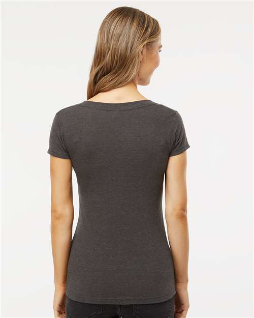 M&O Women's Deluxe Blend V-Neck T-Shirt - 3542 - 3542M Heather Graphite