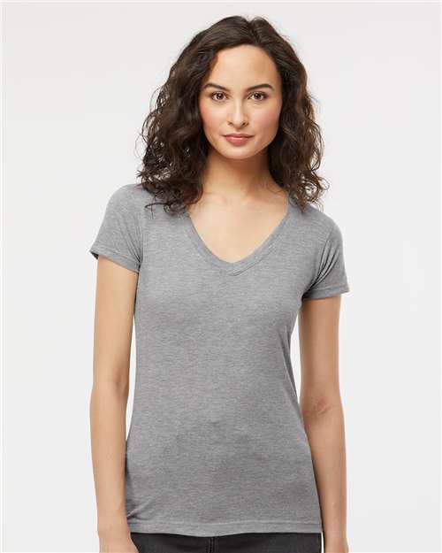M&O Women's Deluxe Blend V-Neck T-Shirt - 3542 - 3542M Heather Grey