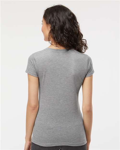 M&O Women's Deluxe Blend V-Neck T-Shirt - 3542 - 3542M Heather Grey