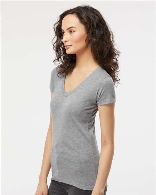 M&O Women's Deluxe Blend V-Neck T-Shirt - 3542 - 3542M Heather Grey