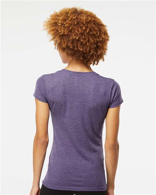 M&O Women's Deluxe Blend V-Neck T-Shirt - 3542 - 3542M Heather Purple