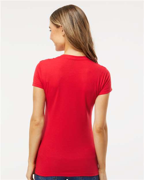 M&O Women's Deluxe Blend V-Neck T-Shirt - 3542 - 3542M Red