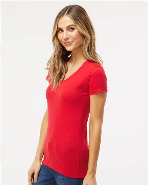 M&O Women's Deluxe Blend V-Neck T-Shirt - 3542 - 3542M Red