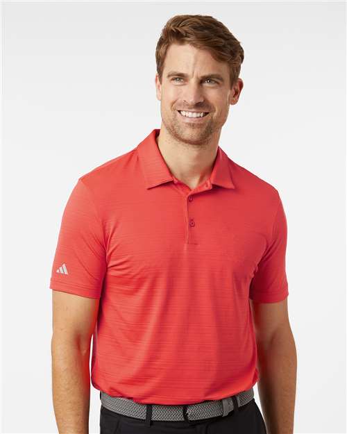 Adidas Men's Textured Stripe Polo - A704 Bright Red