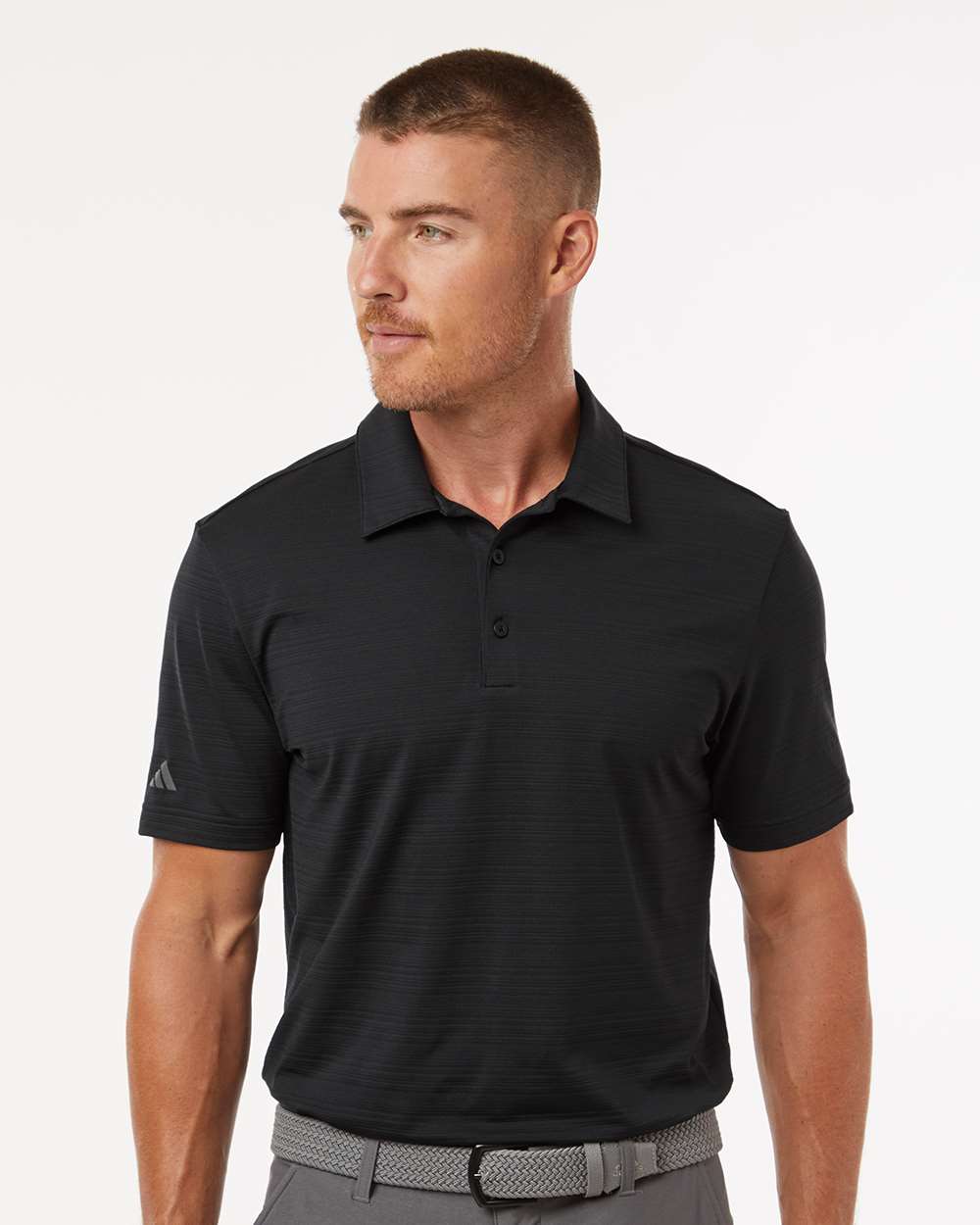 Adidas Men's Textured Stripe Polo - A704 Black