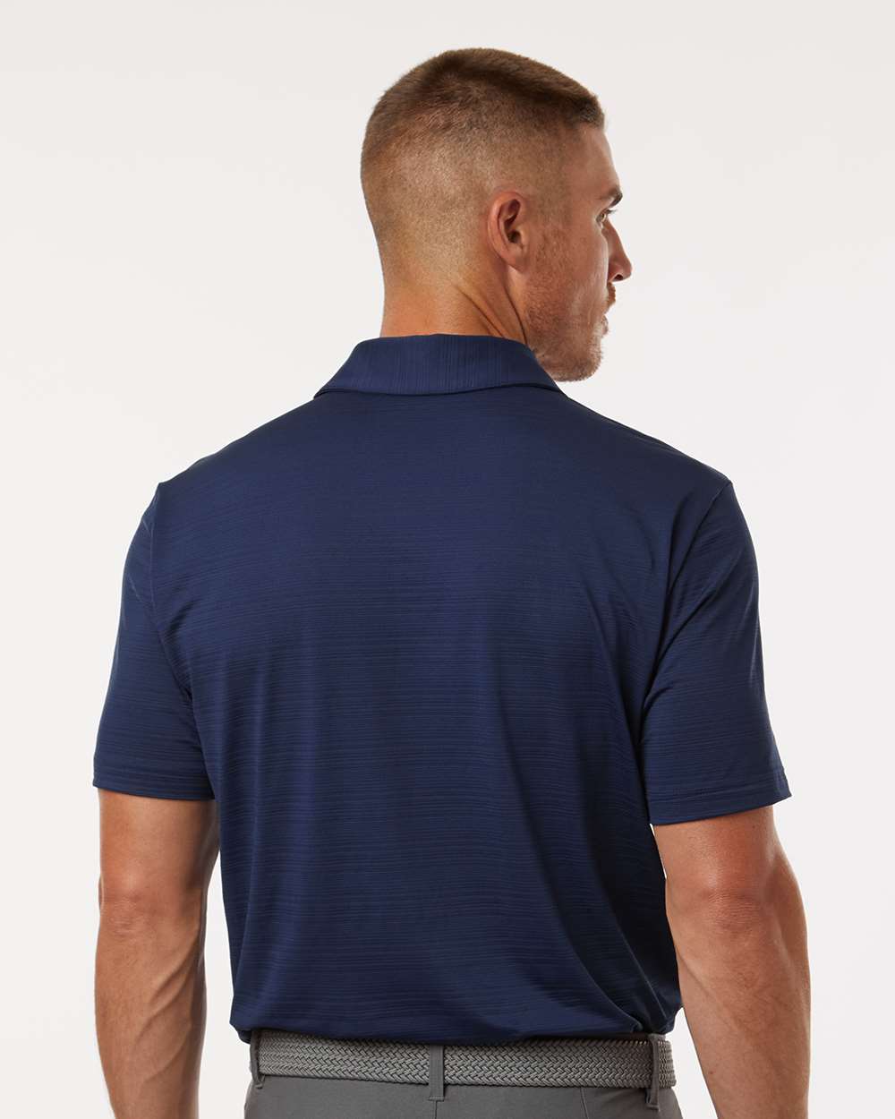 Adidas Men's Textured Stripe Polo - A704 Dark Blue
