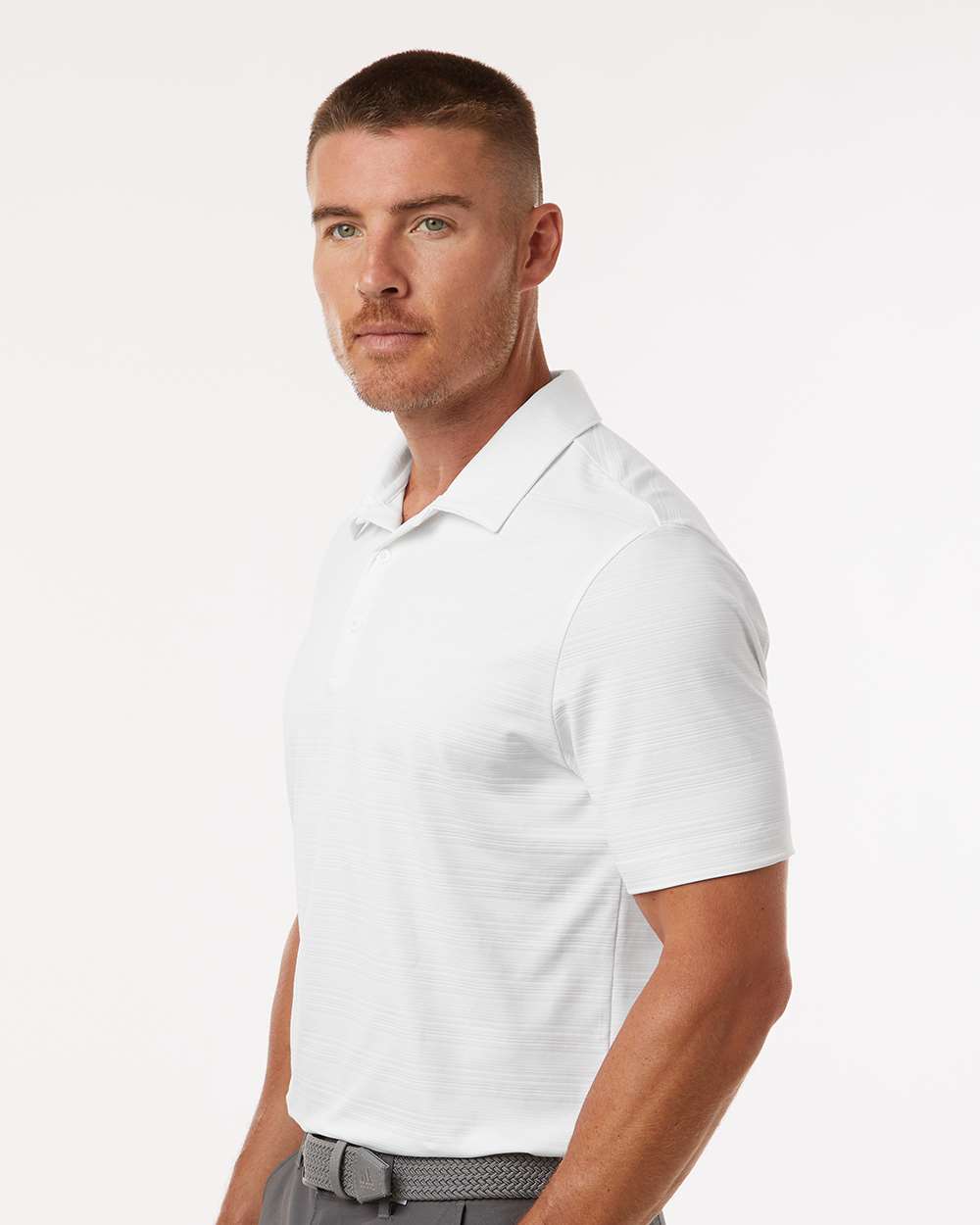 Adidas Men's Textured Stripe Polo - A704 White