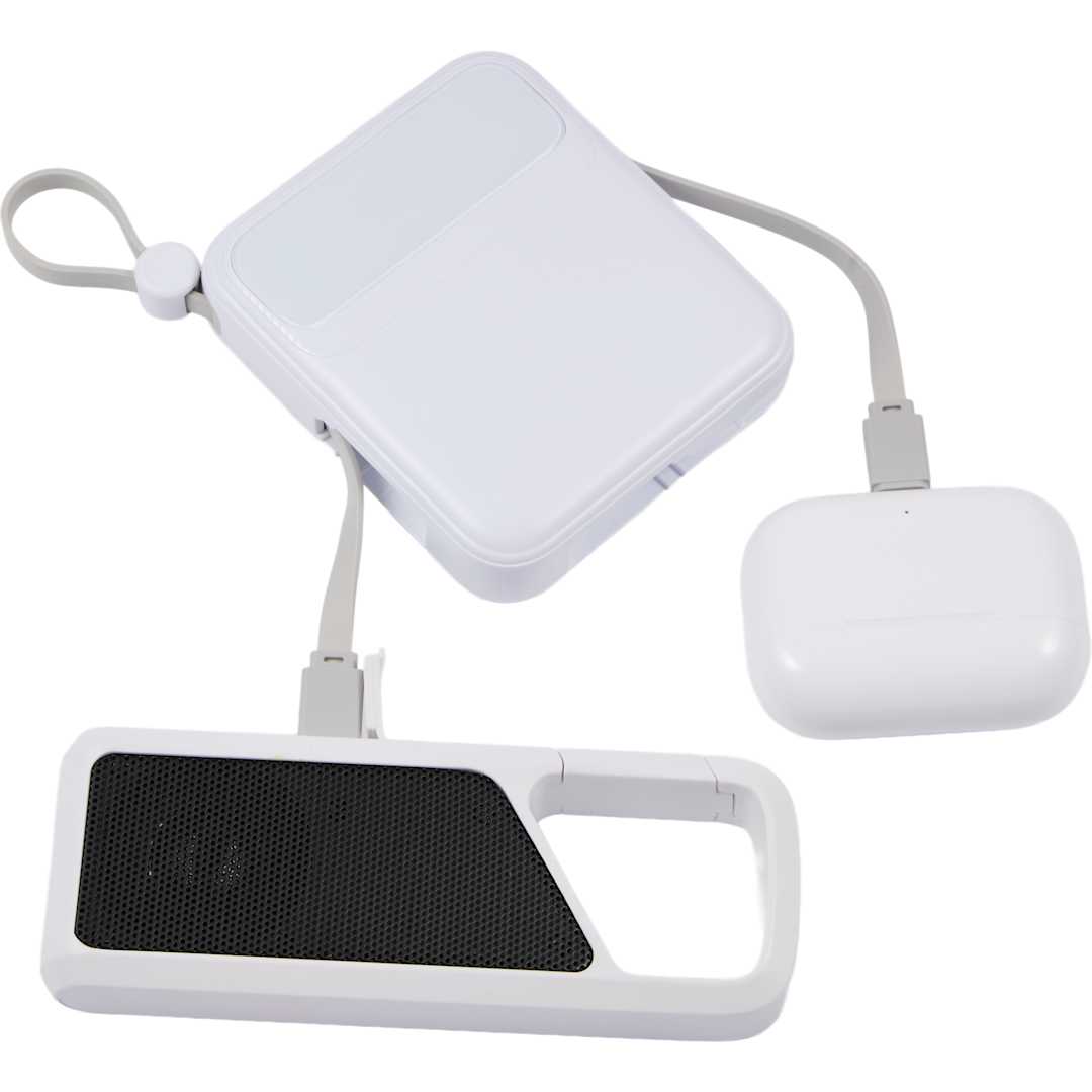 PWR Boost 10000 mAh 20W PD Power Bank w/ Cables - 7122-33 White