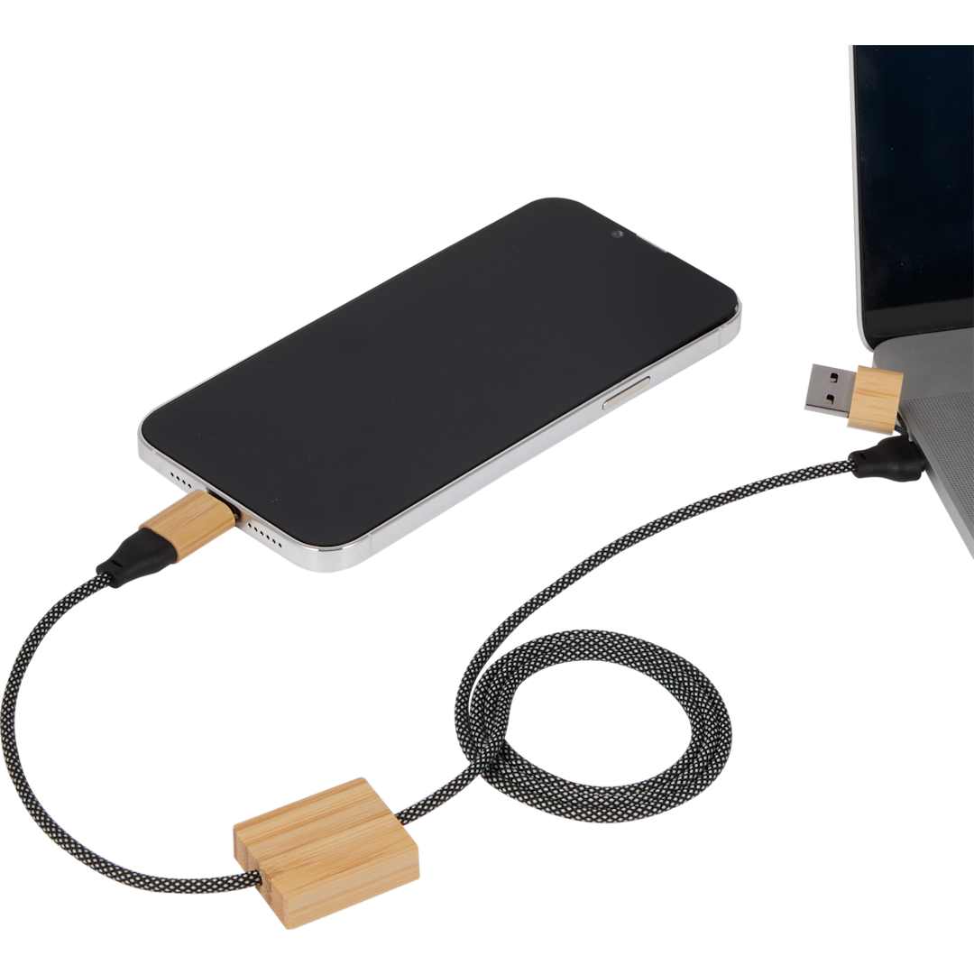FSC&#174; 100% Bamboo 5-in-1 100W Laptop Charging Cable - 7143-83 Natural