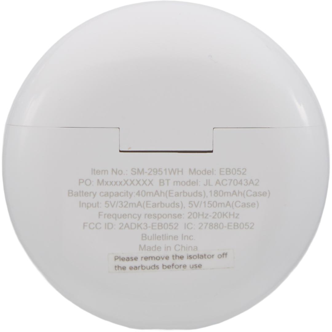 Bawl Pro True Wireless Earbuds - SM-2951 White