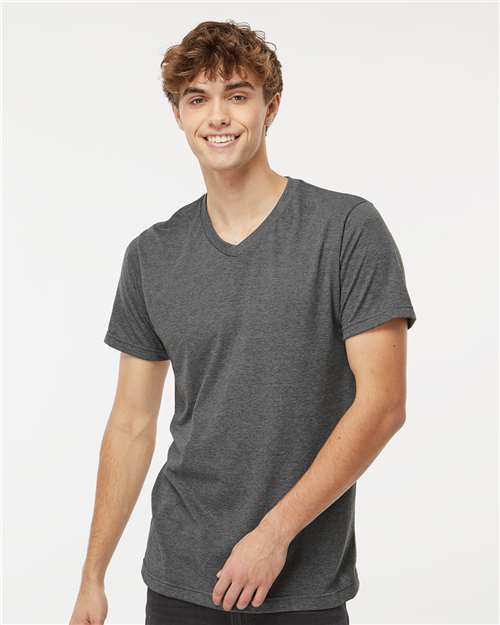 M&O Deluxe Blend V-Neck T-Shirt - 3543 - 3543M Heather Charcoal