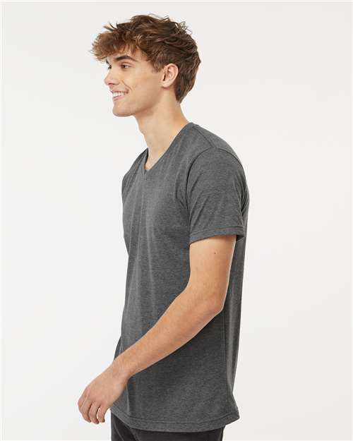M&O Deluxe Blend V-Neck T-Shirt - 3543 - 3543M Heather Charcoal