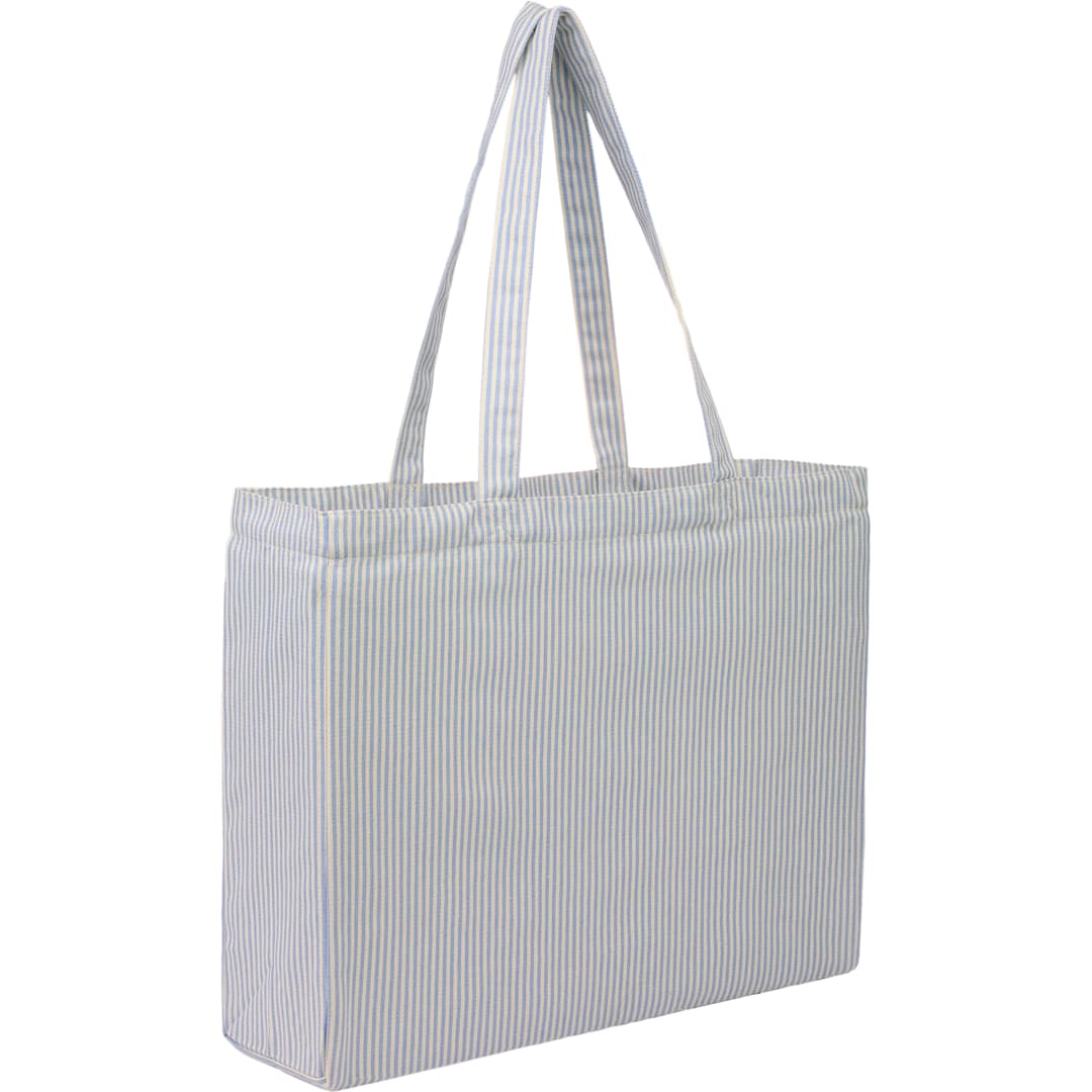 Striped Pacific Recycled Cotton Shopper Tote - 7901-53 Blue